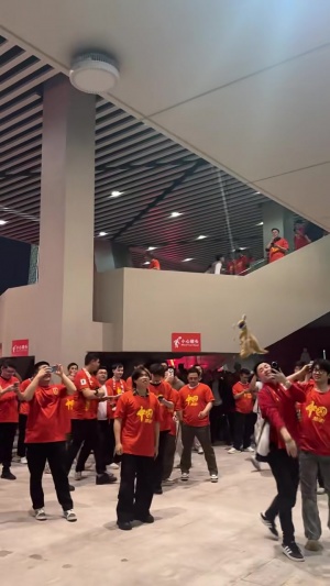 EMC易倍体育官网-国足半场0-2澳大利亚，球迷中场轮流击打袋鼠玩偶